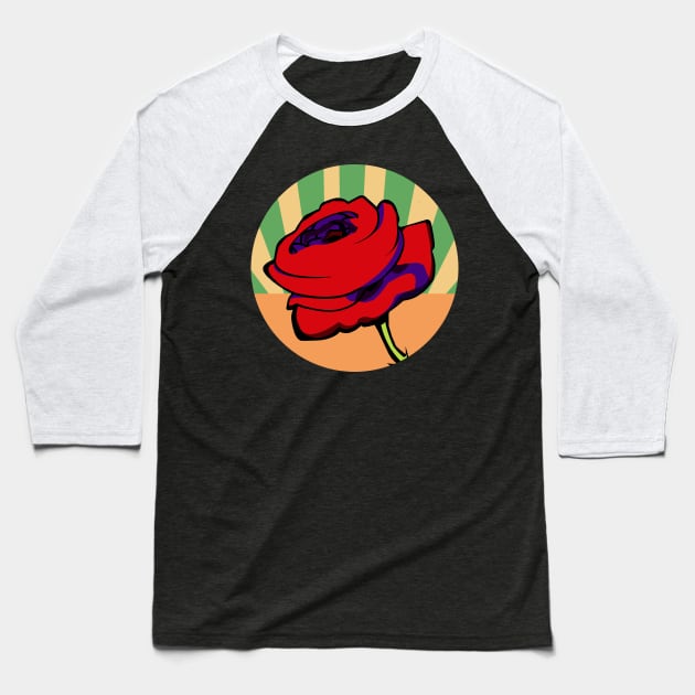 Red Rose Baseball T-Shirt by momomoma